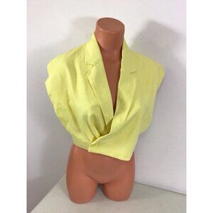 Yellow Linen Jacket Blazer Vest Womens Small